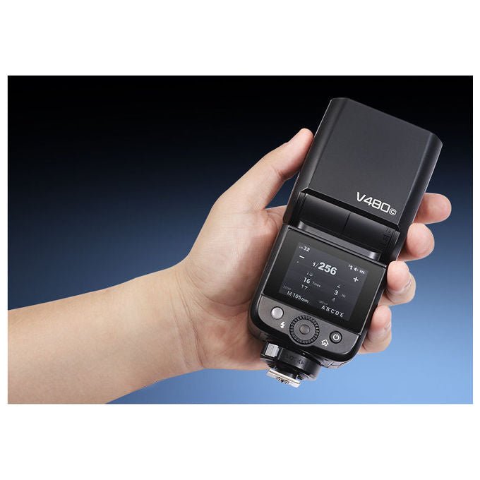 Godox V480 N Flash compatto TTL Wireless 2.4 GHz Numero Guida 50 Zoom 24-105 mm Batteria Li-ion colore Nero