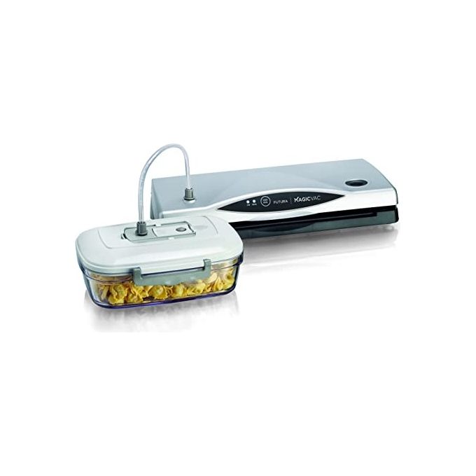Magic Vac Futura Macchina Sottovuoto Alimenti Multifunzione Ideale per Sacchetti Sottovuoto e Contenitori con Kit Sottovuoto Alimenti Tecnologia Brevettata Made in Italy Silver-Nera Single