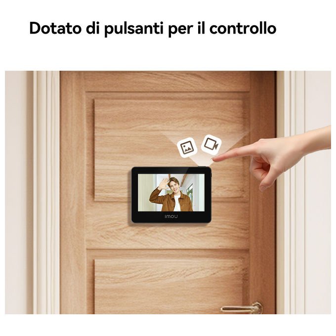 Imou VD1 Spioncino Digitale Smart 5 MP QHD schermo 4.3'' WiFi Dual Band batteria 4800 mAh rilevamento AI colore Nero