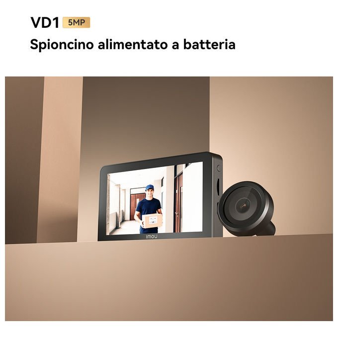 Imou VD1 Spioncino Digitale Smart 5 MP QHD schermo 4.3'' WiFi Dual Band batteria 4800 mAh rilevamento AI colore Nero