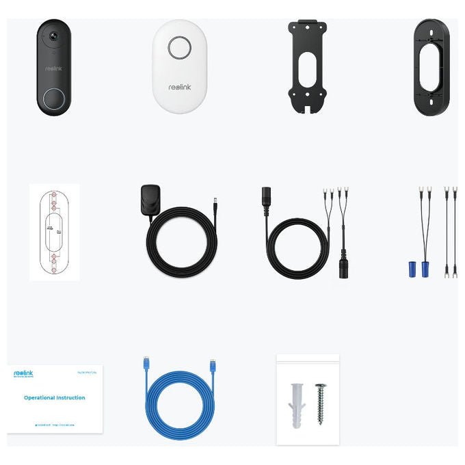Reolink D340W Campanello Video WiFi 5MP con Rilevamento Umano Audio Bidirezionale MicroSD fino a 256 GB 802.11a-b-g-n colore Bianco