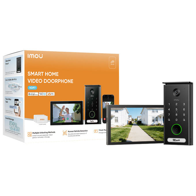 Imou VO1-5M0R-VH1-7A0S Videocitofono Smart Wi-Fi 6 Monitor 7'' Risoluzione 5MP QHD Campo Visivo 125° Audio Bidirezionale Memoria Fino a 512GB colore Nero