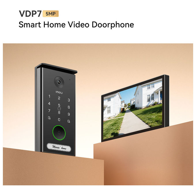 Imou VO1-5M0R-VH1-7A0S Videocitofono Smart Wi-Fi 6 Monitor 7'' Risoluzione 5MP QHD Campo Visivo 125° Audio Bidirezionale Memoria Fino a 512GB colore Nero
