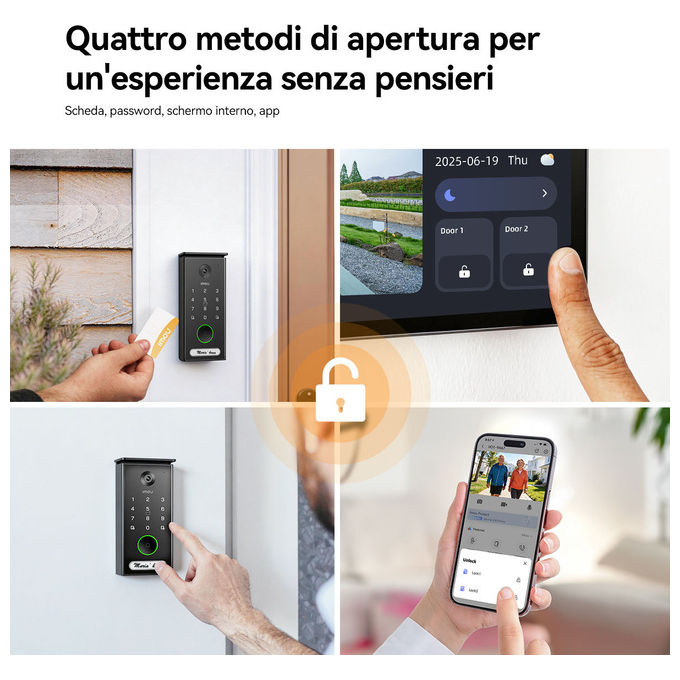 Imou VO1-5M0R-VH1-7A0S Videocitofono Smart Wi-Fi 6 Monitor 7'' Risoluzione 5MP QHD Campo Visivo 125° Audio Bidirezionale Memoria Fino a 512GB colore Nero
