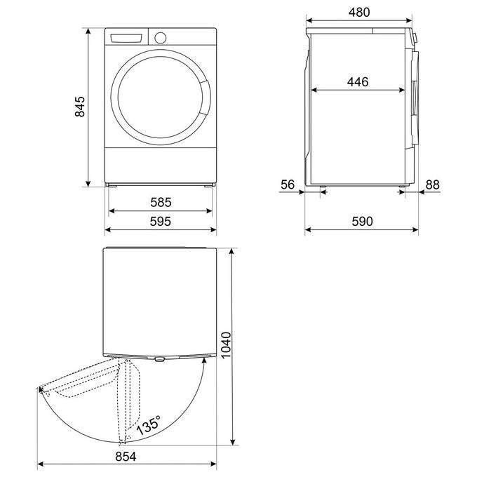 Smeg W3104A10 Lavatrice Caricamento frontale 10 Kg 1400 rpm Classe A Tecnologia Inverter Partenza ritardata (59.7x58.2x84.5 cm) colore Bianco