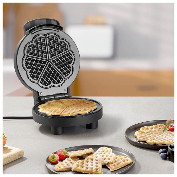 Severin WA2116 Waffeleisen Potenza 1000 W Materiale Acciaio inossidabile Regolazione Temperatura Indicatore di Prontezza Design Compatto colore Nero
