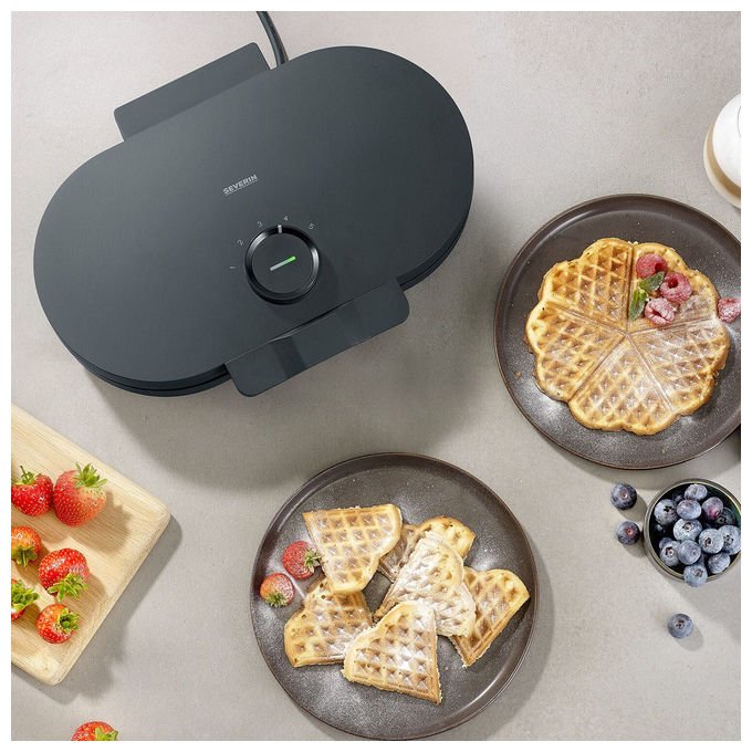 Severin WA2118 Macchina per Waffle con Potenza 1200 W e Superficie Antiaderente colore Nero