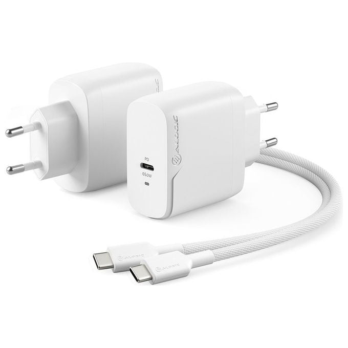 Alogic WCG1X65-EU 1X65 Caricatore 65W USB-C con Tecnologia GaN 2 m colore Bianco