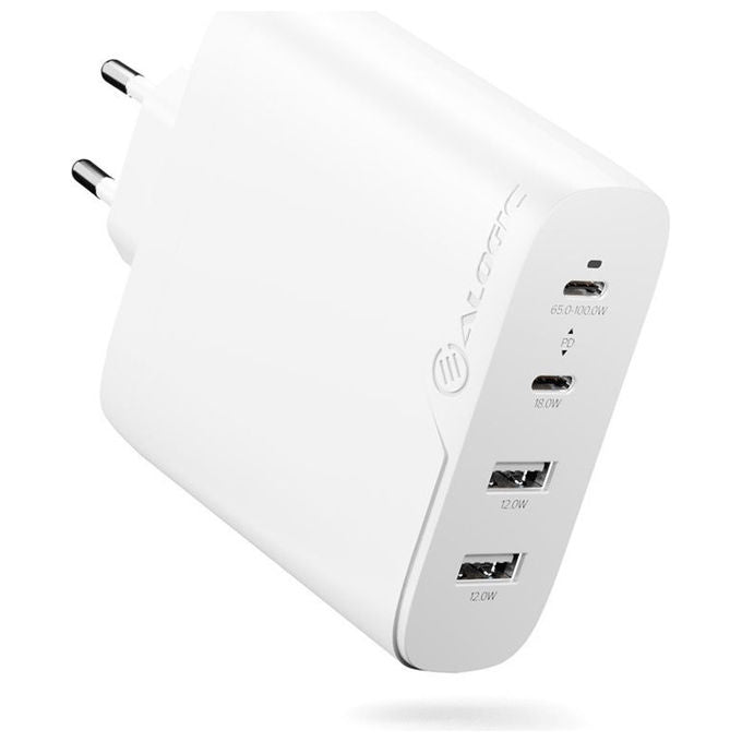 Alogic WCG4X100 EU Rapid Power Caricatore 4 Porte 100 W 2x USB C 2x USB A colore Bianco
