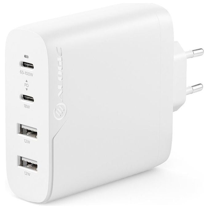 Alogic WCG4X100 EU Rapid Power Caricatore 4 Porte 100 W 2x USB C 2x USB A colore Bianco