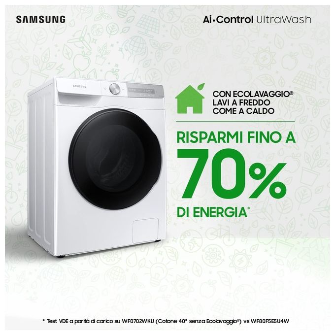 Samsung WD90T734ABH Lavasciuga AI Control UltraWash Ecolavaggio Ecodosatore Classe energetica E (B) Capacita' di carico 9-6 Kg Centrifuga 1400 giri Motore Digital Inverter Vapore Igenizzante