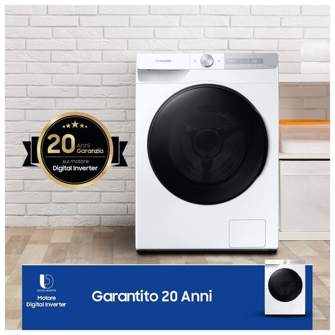 Samsung WD90T734ABH Lavasciuga AI Control UltraWash Ecolavaggio Ecodosatore Classe energetica E (B) Capacita' di carico 9-6 Kg Centrifuga 1400 giri Motore Digital Inverter Vapore Igenizzante