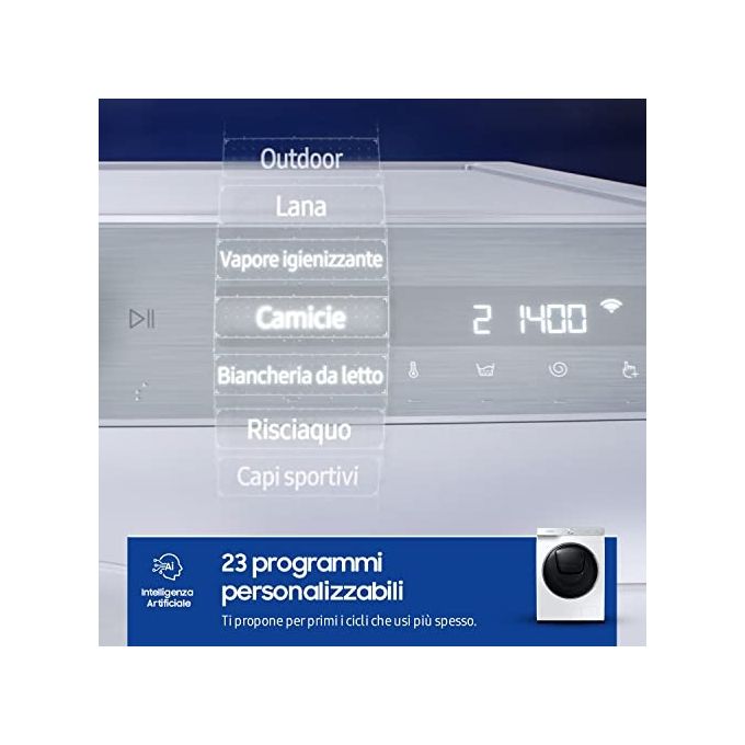 Samsung WD90T954DSH Lavasciuga AI Control QuickDrive AddWash Classe energetica E (B) Capacita' di carico 9-6 Kg Centrifuga 1400 giri Motore Digital Inverter Vaporizzatore igenizzante