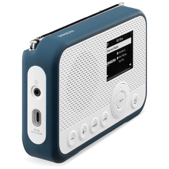 Sangean WFR-39 Portatile Radio DAB FM Internet Spotify TFT Batteria Ricaricabile 2600 mAh colore Blu Bianco