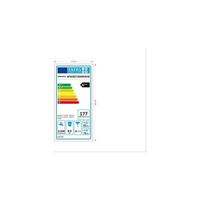 Samsung WW80T304MWW Serie 3000 Lavatrice Slim Carica Frontale Classe energetica D Capacita' di carico 8 Kg Centrifuga 1400 giri Motore Digital Inverter Profondita' 46,5 cm