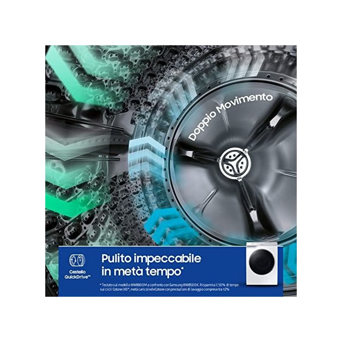 Samsung WW80T934ASH Lavatrice Carica Frontale AI Control Classe energetica A Capacita' di carico 8 Kg Centrifuga 1400 giri Motore Digital Inverter Ecolavaggio Vapore Igenizzante Ecodosatore