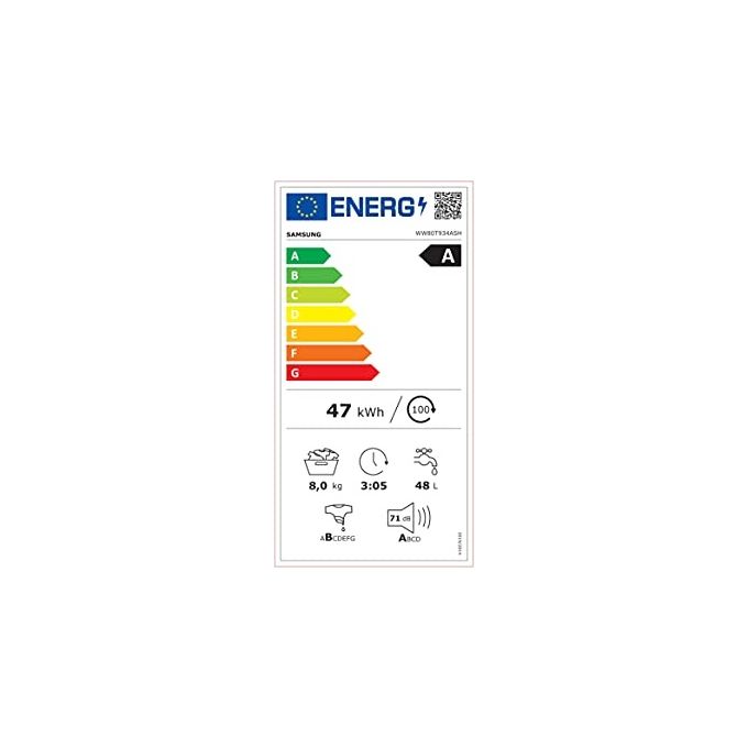Samsung WW80T934ASH Lavatrice Carica Frontale AI Control Classe energetica A Capacita' di carico 8 Kg Centrifuga 1400 giri Motore Digital Inverter Ecolavaggio Vapore Igenizzante Ecodosatore