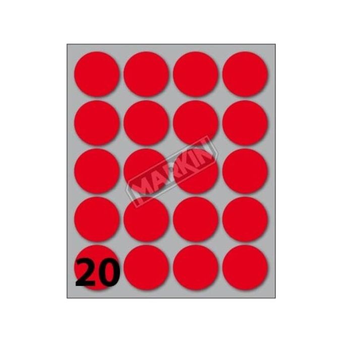 Markin Confezione 10 Buste Etichette 8 Rosse Diametro 27mm