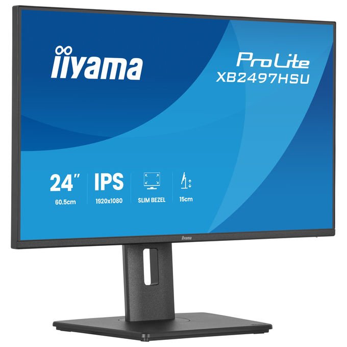 Iiyama ProLite XB2497HSU-B1 monitor 23,8 pollici, Full HD 1920x1080, IPS LED, 120 Hz, Flicker-Free, hub USB, HDMI, DisplayPort