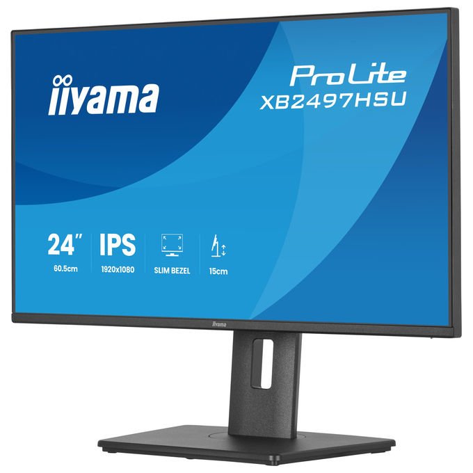 Iiyama ProLite XB2497HSU-B1 monitor 23,8 pollici, Full HD 1920x1080, IPS LED, 120 Hz, Flicker-Free, hub USB, HDMI, DisplayPort