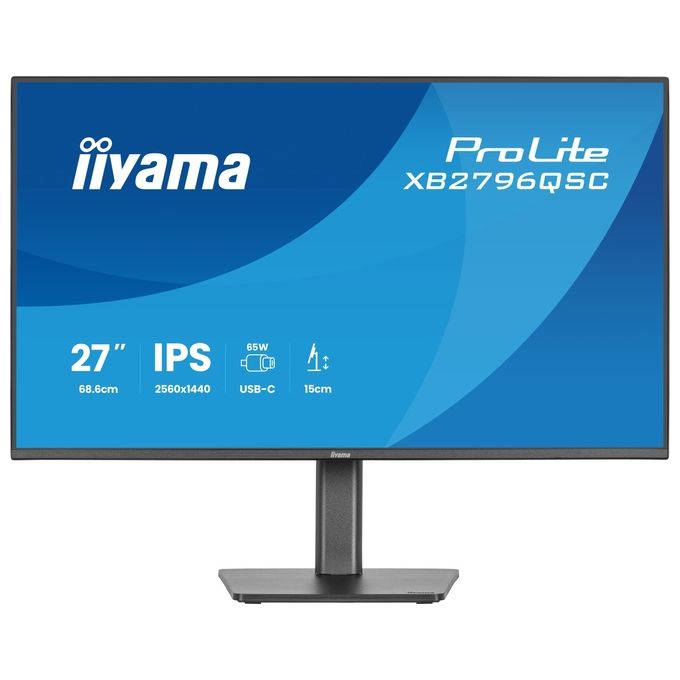 Iiyama XB2796QSC-B1 ProLite Monitor PC 27'' 2560 x 1440 Pixel IPS LED USB-C Hub Altoparlanti Integrati colore Nero