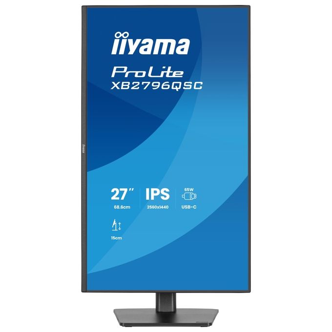 Iiyama XB2796QSC-B1 ProLite Monitor PC 27'' 2560 x 1440 Pixel IPS LED USB-C Hub Altoparlanti Integrati colore Nero