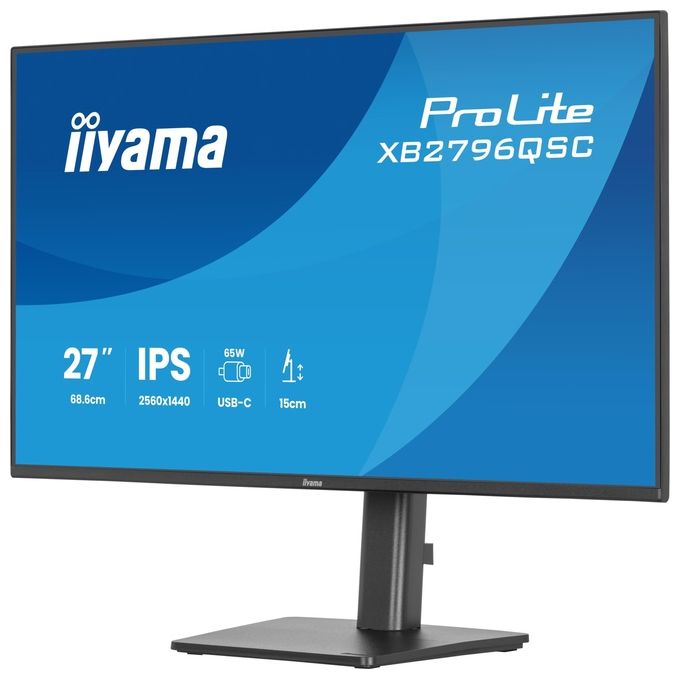 Iiyama XB2796QSC-B1 ProLite Monitor PC 27'' 2560 x 1440 Pixel IPS LED USB-C Hub Altoparlanti Integrati colore Nero