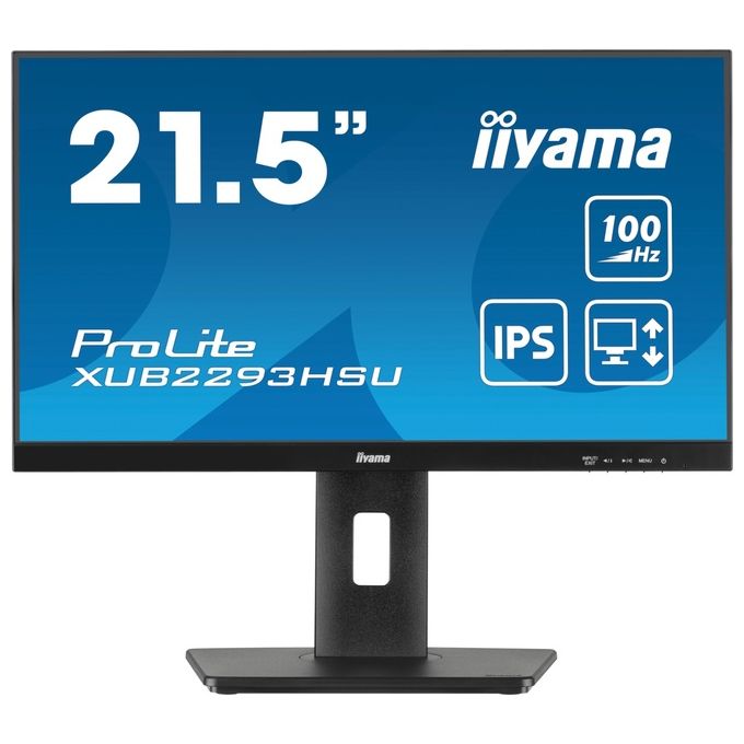 Iiyama ProLite XUB2293HSU-B7, monitor 21,5 pollici Full HD IPS, 100Hz, 1ms, regolazione altezza HAS 150mm, pivot, altoparlanti