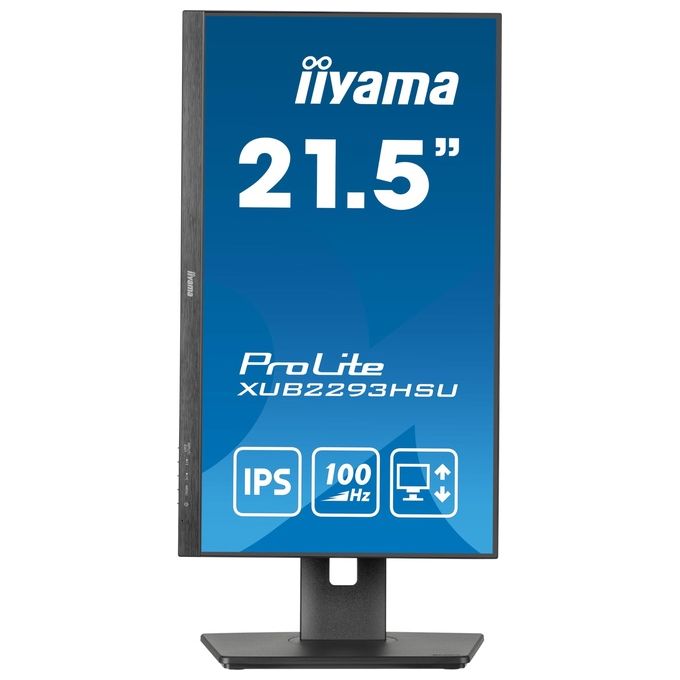 Iiyama ProLite XUB2293HSU-B7, monitor 21,5 pollici Full HD IPS, 100Hz, 1ms, regolazione altezza HAS 150mm, pivot, altoparlanti