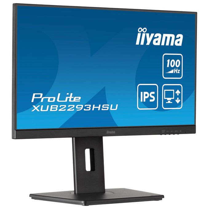 Iiyama ProLite XUB2293HSU-B7, monitor 21,5 pollici Full HD IPS, 100Hz, 1ms, regolazione altezza HAS 150mm, pivot, altoparlanti