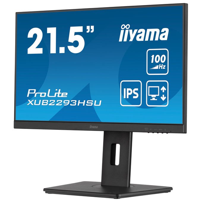 Iiyama ProLite XUB2293HSU-B7, monitor 21,5 pollici Full HD IPS, 100Hz, 1ms, regolazione altezza HAS 150mm, pivot, altoparlanti