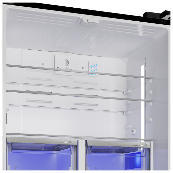 Grundig GQN21235GBN – Frigorifero 4 Porte 572L, H 182 cm, Total No Frost, FullFresh+, IonFresh, Classe F, 39 dB, Vetro Nero