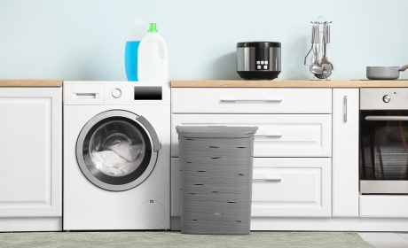 Interior,Of,Kitchen,With,Modern,Washing,Machine lavatrici