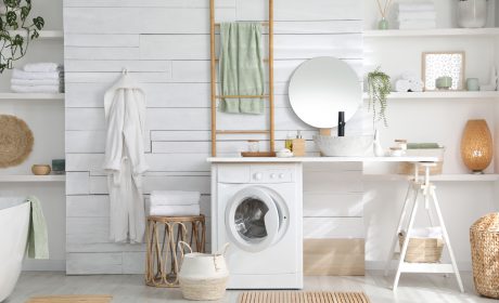 Stylish,Bathroom,Interior,With,Modern,Washing,Machine lavatrici