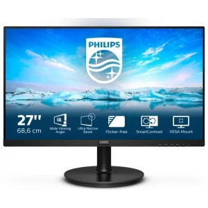 PHILIPS 71V8L Monitor 27'' LED VA Full HD, 1920 x 1080, Gaming Adaptive Sync, 75 Hz, HDMI, VGA, attacco VESA, Nero 
