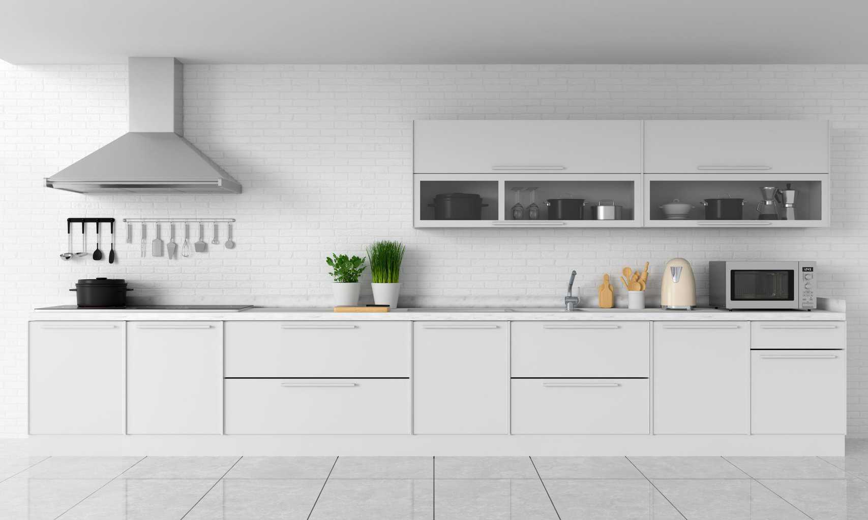 Modern,Kitchen,Countertop,And,Electric,Induction,Stove,For,Mockup,,3d cappa