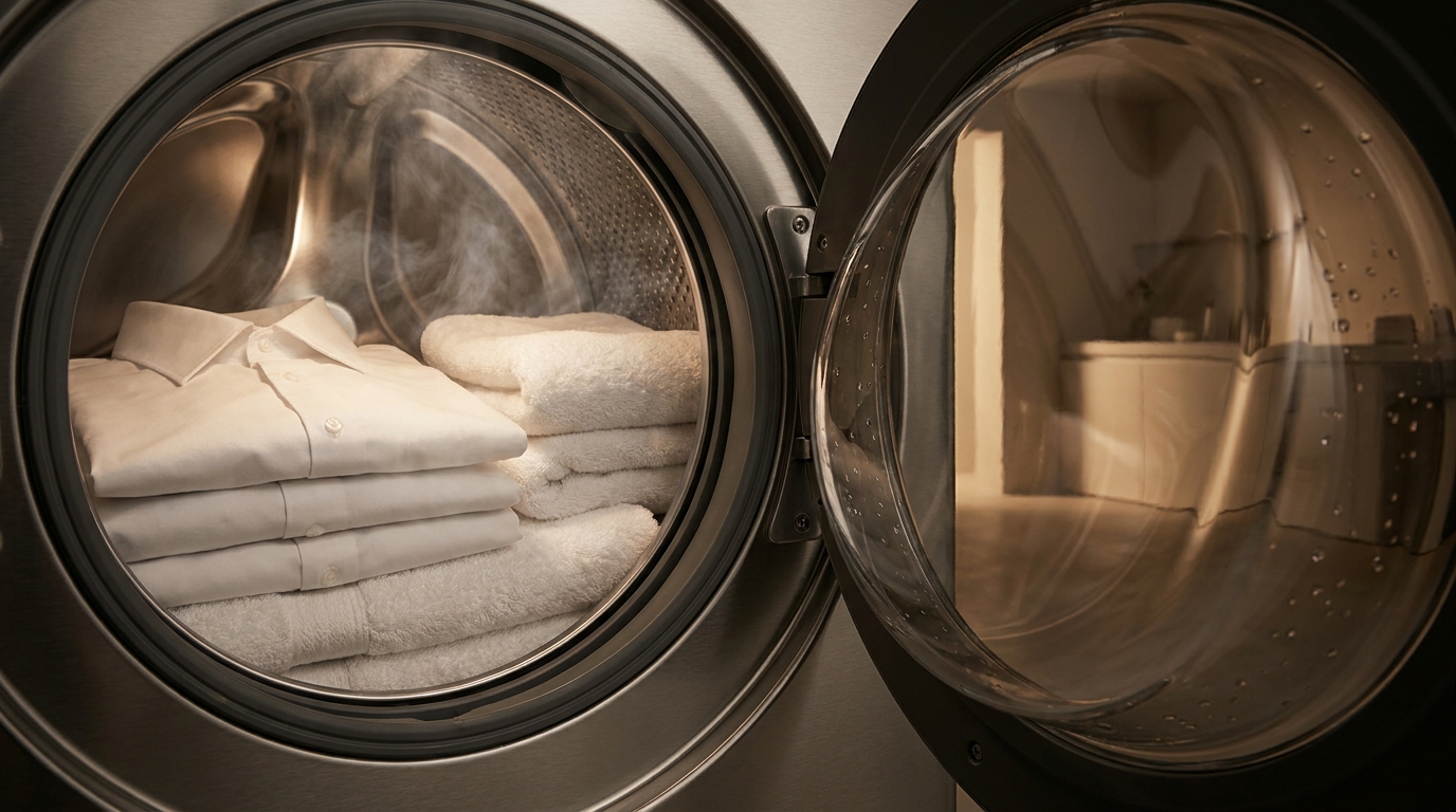 Cestello lavatrice Electrolux con vapore SteamCare e bucato bianco pulito