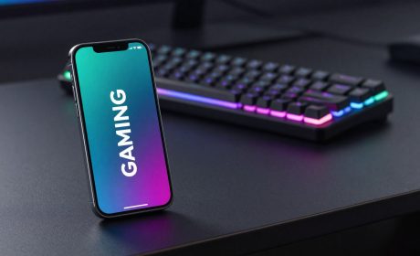Smartphone gaming RGB con scritta GAMING su schermo