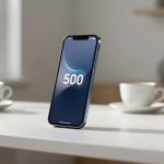 Smartphone mid-premium con scritta 500 su schermo