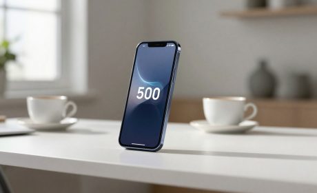 Smartphone mid-premium con scritta 500 su schermo