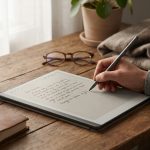 Tablet TCL NXTPAPER con schermo opaco e pennino, scrittura come su carta su una scrivania