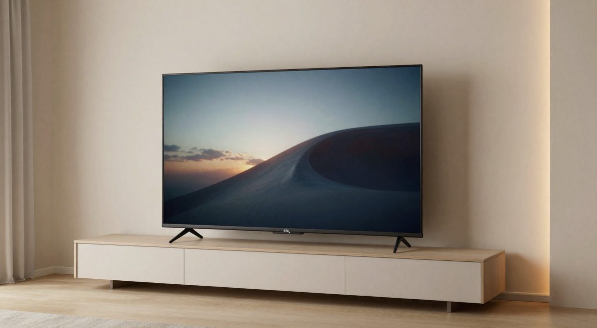 Soggiorno moderno con smart TV 65 pollici