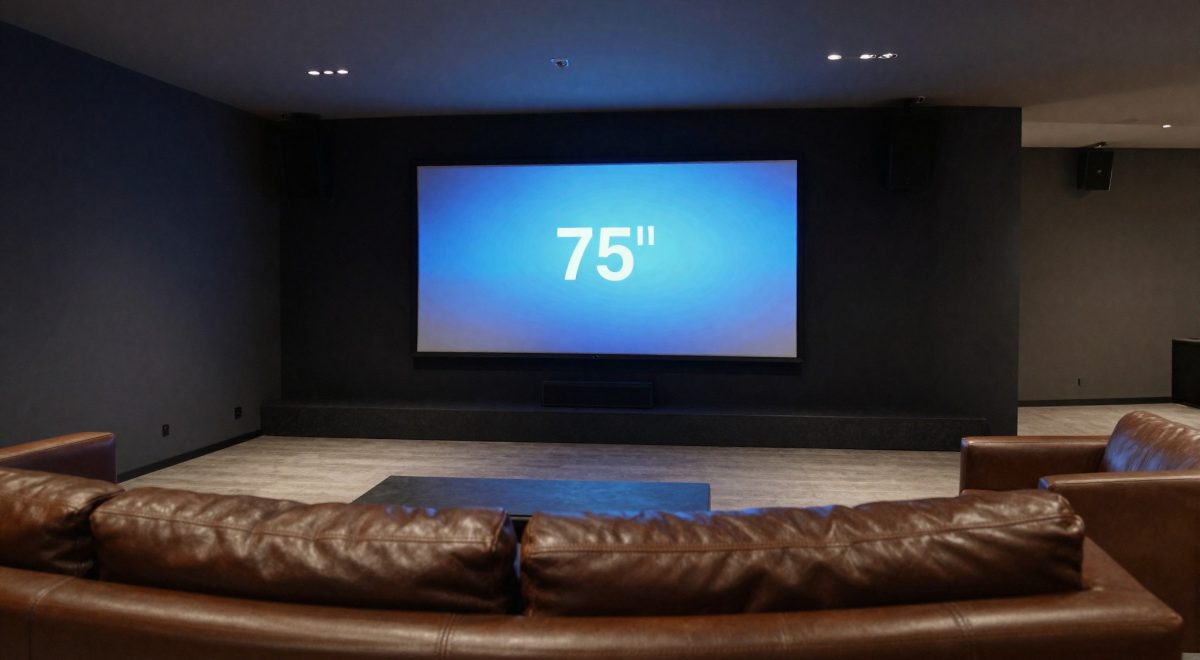 Home cinema con smart TV 75 pollici a parete